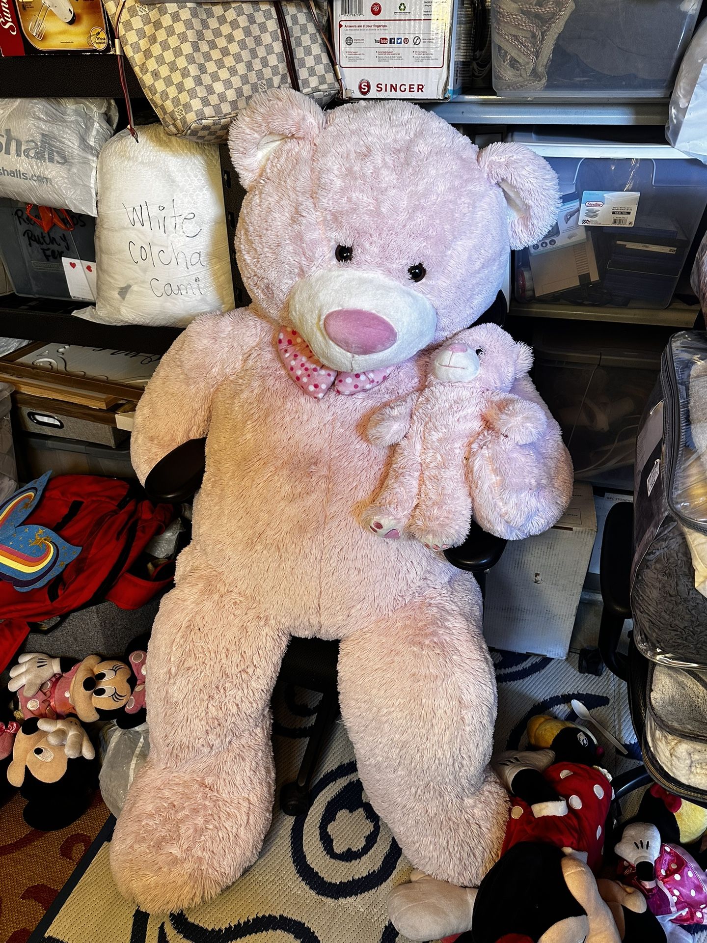 Oversized/Giant Stuffed Pink Teddy Bear + Baby