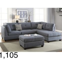 Gorgeous Gray Colored 3 Piece Sectional Set