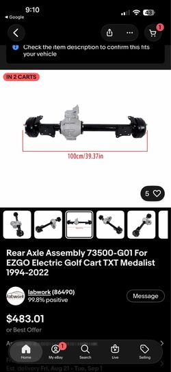 Rear Axle Assembly for EZGO Electric Golf Cart