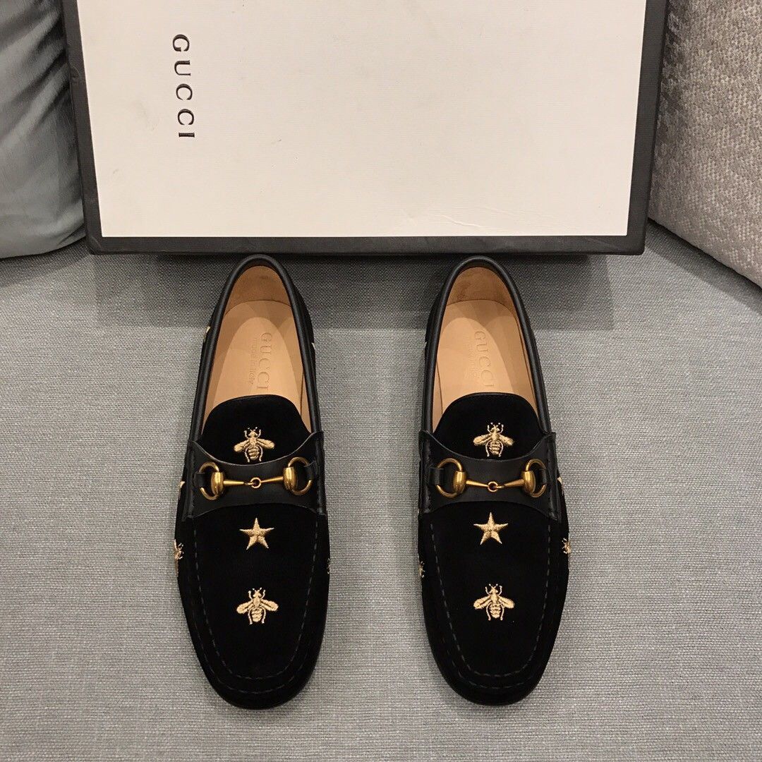 Gucci Jordaan Slip-on Star & Bee Loafers