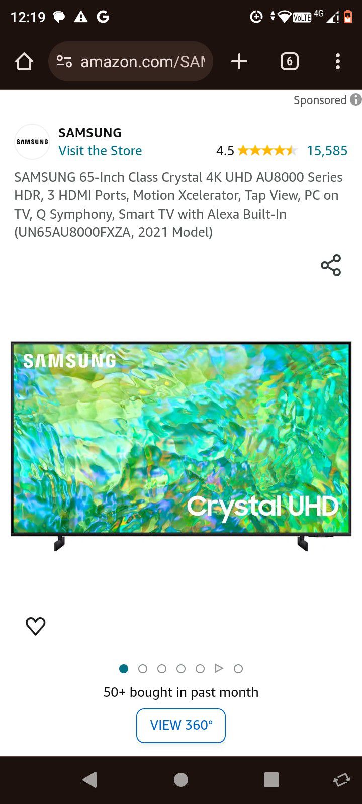 Samsung 65 Inch Crystal UHD TV W Remote