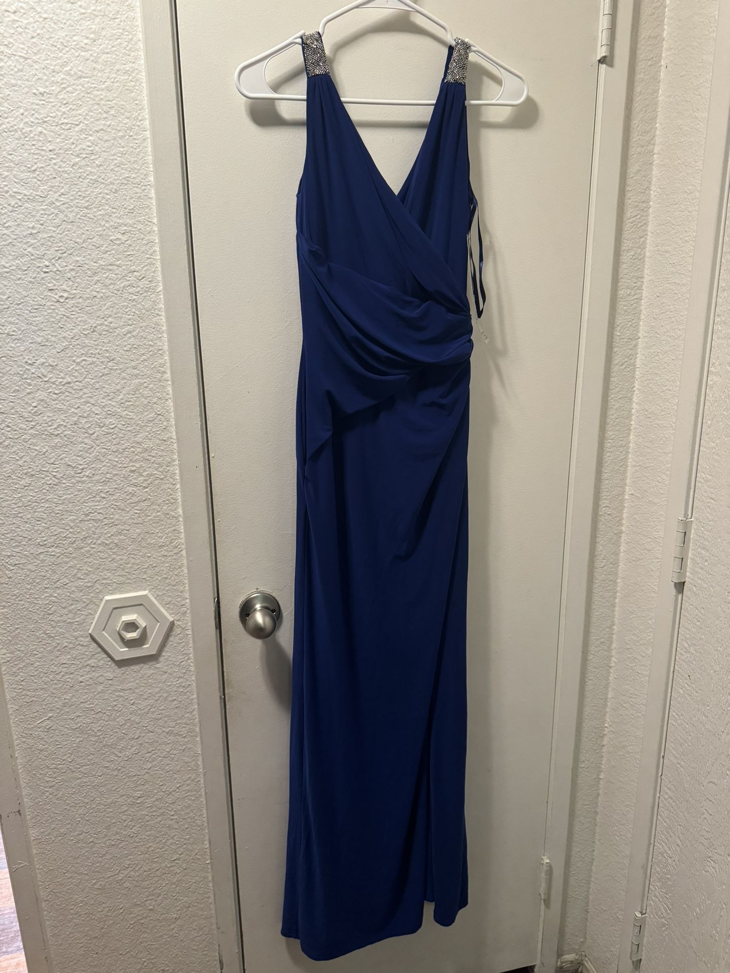 Ralph Lauren Evening Royal Blue Lace Stretch Gown Size 2 V Neck Sleeveless  - www.rajagirimanappuram.com