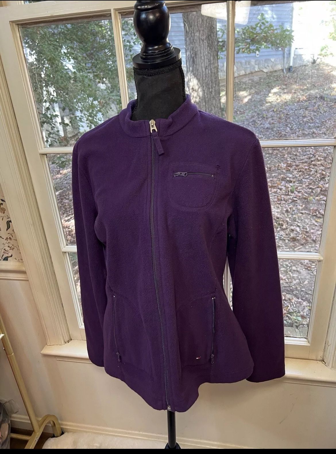 Tommy Hilfiger Women’s Purple Long Sleeve High Neck Zip Cotton Shirt Jacket L