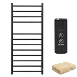 KEG Towel Warmer Wall Mounted with Built-in Timer 12 Bars Electric Stainless Steel Heated Towel Racks for Bathroom, Hot Plug-in Bath Towel Heater Matt