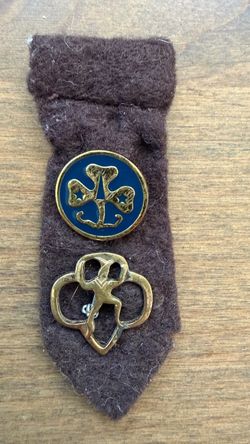Vintage Girl Scout Brownie Felt Insignia Tab Set With 2 Pins