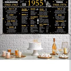 70th birthday 1955 backdrop & x2 table runners