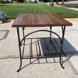 Wood Top Metal Side Table 