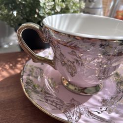 💗222 FIFTH • “Adelaide” Pink Gold Cup & Saucer