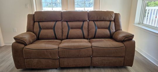 Brown Manual Recliner Sofa
