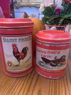 Country Canisters Set Of Two 8” and 11”