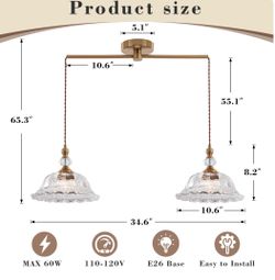 Vintage Pendant Light Fixtures in Brass Gold