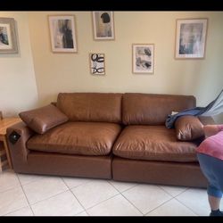 Stylish Modular Leather Sofa - Brown