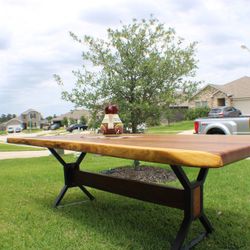 Live Edge Solid Monkeypod Dining Table – One-Piece Slab 