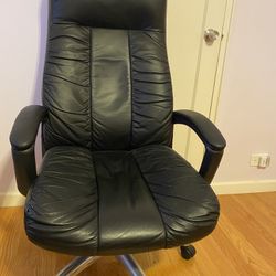 Black Leather Office Chair For Computer Desk 