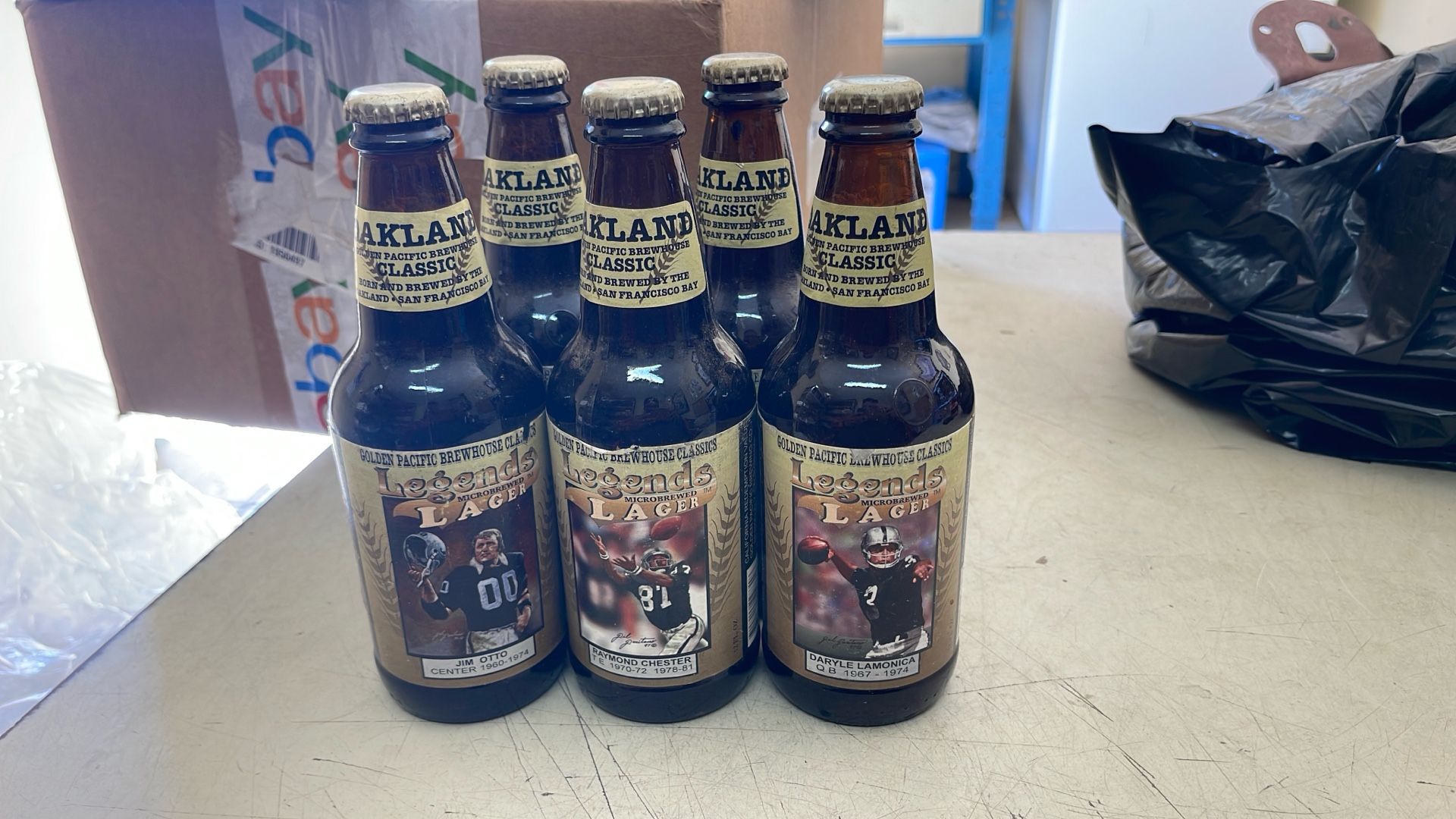 5x Oakland Golden Pacific Brewhouse Legends Lager Raiders Otto La Monica Chester Bottles