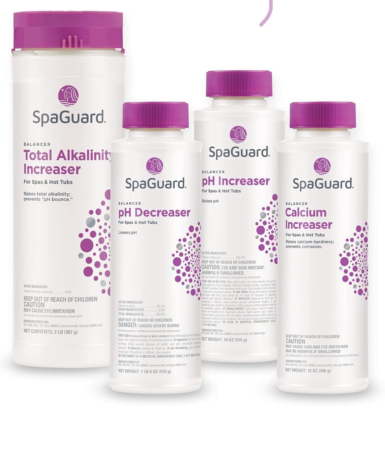 SpaGuard Balancer Bundle (pH Decreaser, pH Increaser, Alkalinity Increaser, Calcium Increaser