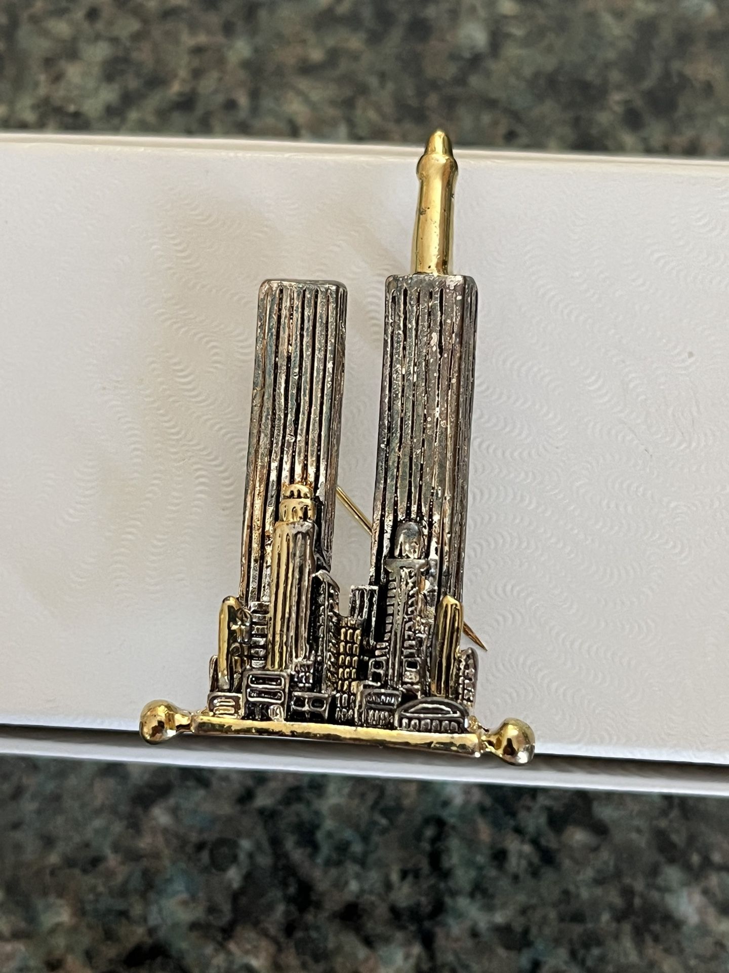 Twin Tower Brooch 
