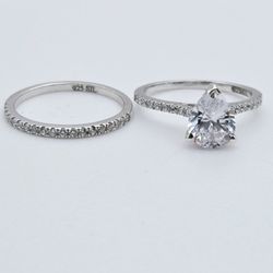 Ring Set For Couple Moissanite Rings, 925 Sterling Silver And Passes Diamond Tester