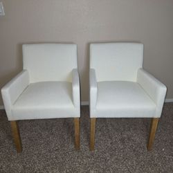 Beige Linen Upholstered Armchair(Set of 2)