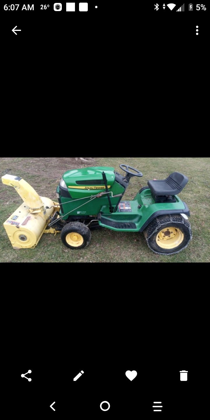 Tractor With Snowthrower And Cutting Deck