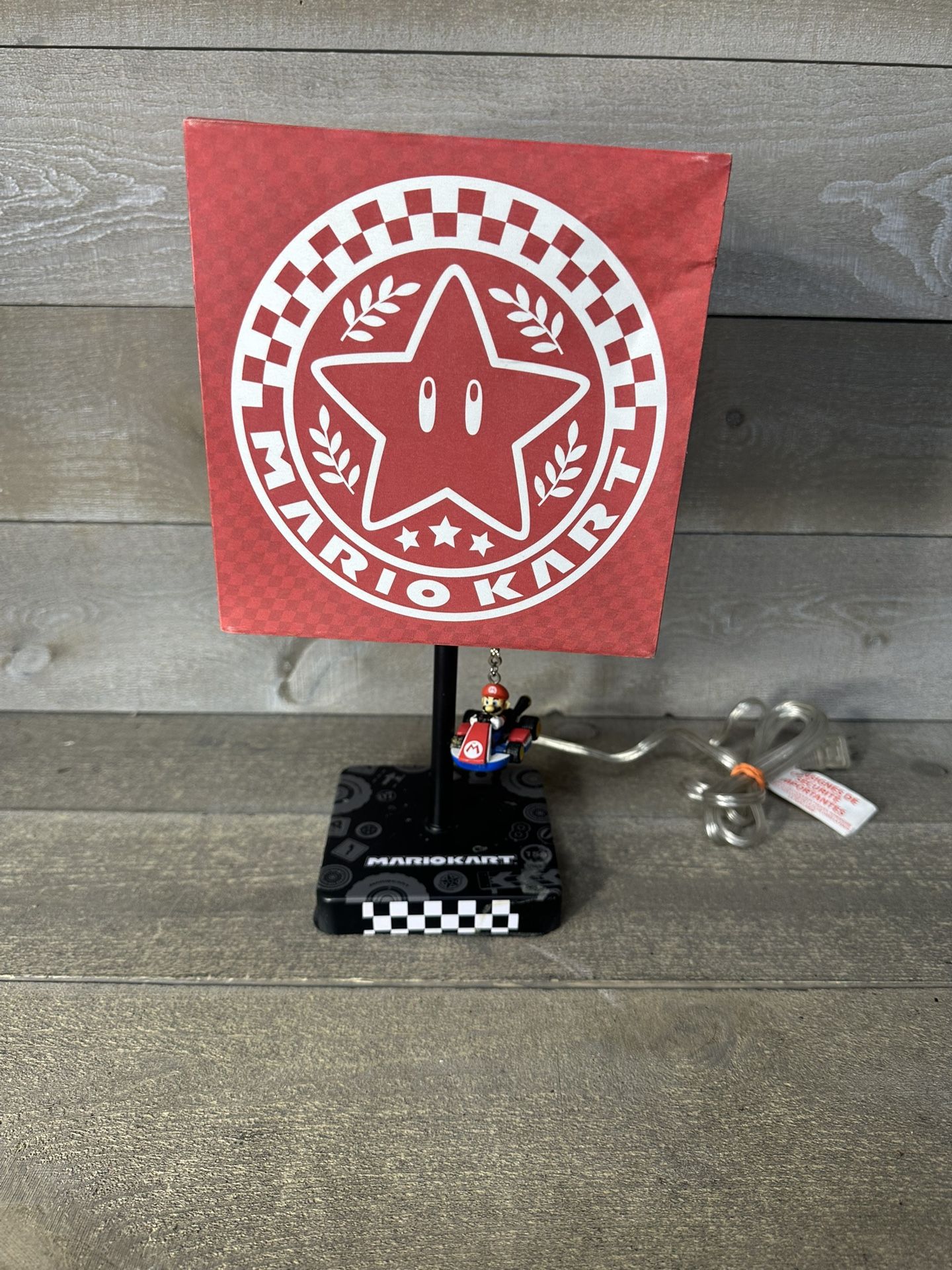 Super Mario Kart Table Lamp 14" w/ Square Red Shade & Mario Pull Paladone