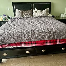 Solid Wood Sleigh Bed - Frame & 2 Drawers Only