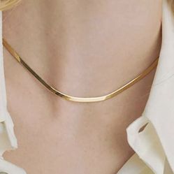 stainless steel flat snake bone chain choker