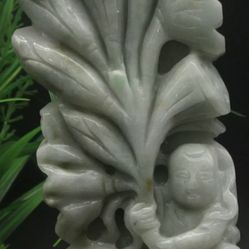 Certified A jade carved child statue ornament