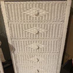 Tall White Wicker Dresser