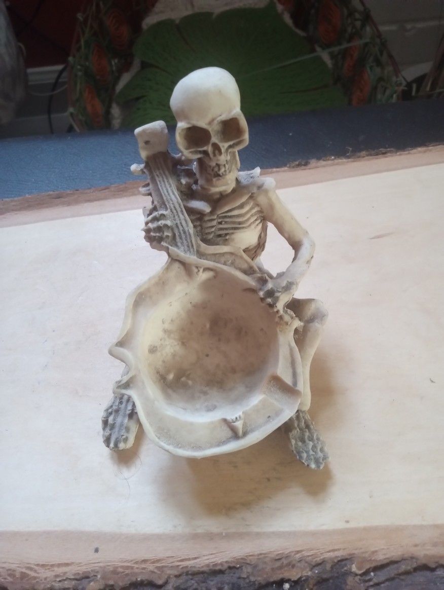 Skeleton Playing A Cello Ashtray 