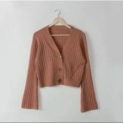 V-neck Knit Button Top