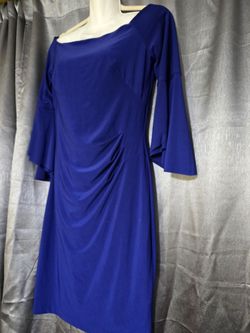 Royal Blue Bell Sleeve Ruched Dress