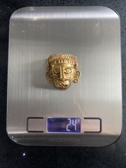 1988 Gold Pendant Xipe Totec Mask Hand Crafted In Mexico 🇲🇽 rare vintage collection