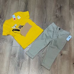 Old Navy Toddler Boy’s Khaki Pants and T-Shirt, Size 18-24 Months