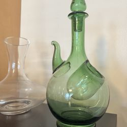 Vintage Green Decanter 
