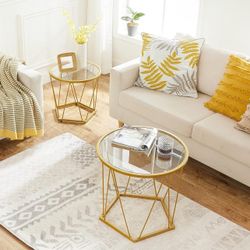 Round Coffee Tables Or End Tables — Modern Style, Gold