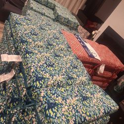  Sapphire Aurora Blue Damask Chair Cushion 