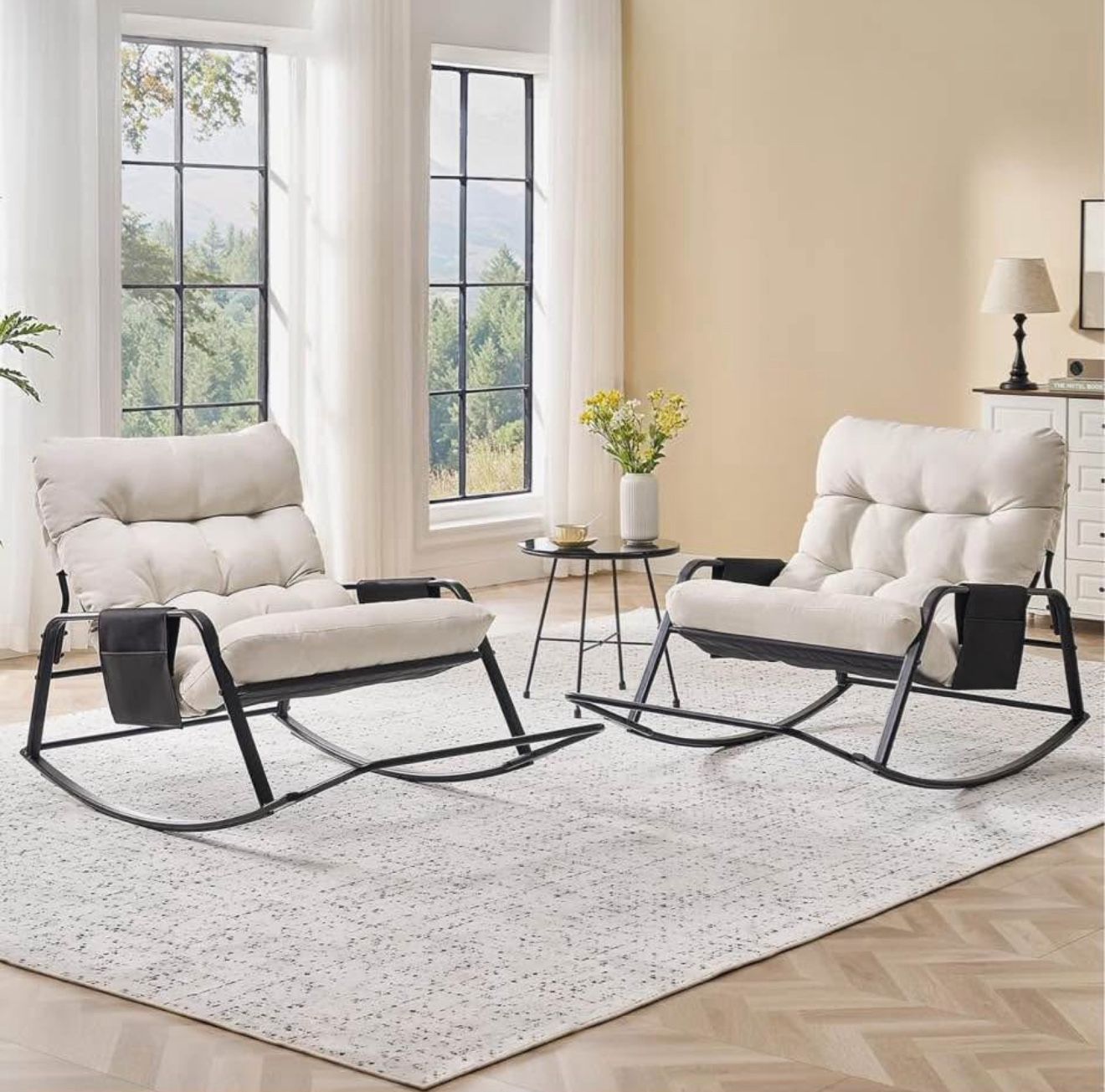 Set Of Two Cushioned Rocking Chairs