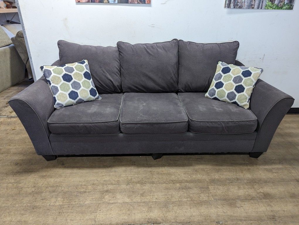 Gray Fabric Roll Arm Couch