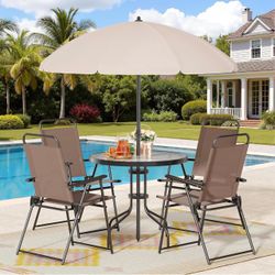 6-Piece Outdoor Patio Dining Set with Umbrella