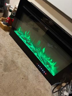 Electric Wall-Mount Fireplace with LED Flames
