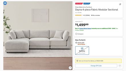 Sofa Aiden & Ivy Dayna 4-Piece Fabric Modular Sectional