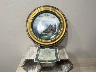 Vintage 1998 Thomas Kinkade Sweetheart Cottage III Plate Bradford Exchange COA Framed