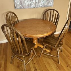 Round Wooden Table with 4 Chairs