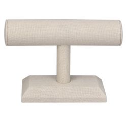  2-Piece Linen Bracelet & Watch Display Stand – Natural Wood Jewelry Organizer