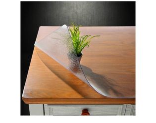 NECAUX Custom 40 x 120 Inch Frosted Table Cover Protector, 1.5mm Thick Wood Grain Transparent Table Pad Non-Slip Tablecloth Plastic Protective Pad for