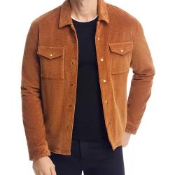 New John Varvatos Derek Cotton Blend Corduroy Shirt Jacket Caramel Size EU 56/US XL