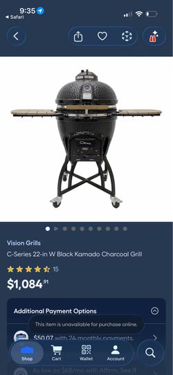Vision Grills S-Series 22” Black Kamado Charcoal Grill / SMOKER+ Full Accessory Bundle