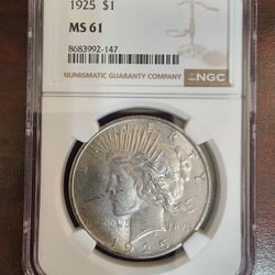 1925 S$1 MS61 Peace Dollar NGC