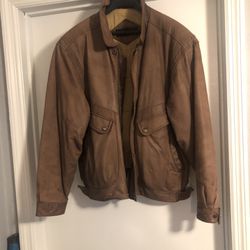 Vintage Mirage Brown Leather Bomber Jacket. XL